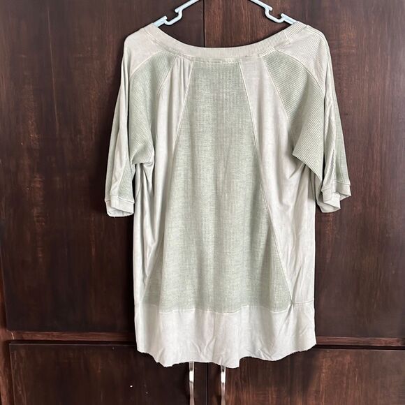 POL Green Oversized Thermal Scoop Neck Top Small - Picture 3 of 7